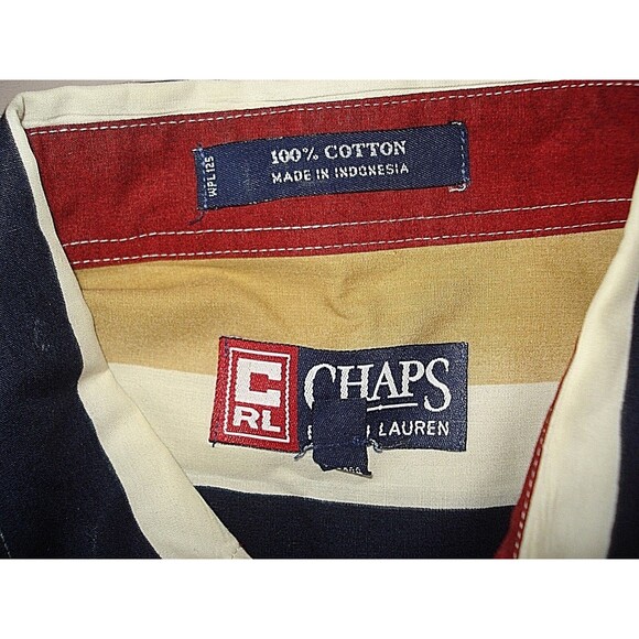 Chaps Ralph Lauren Vintage Striped Button Front Shirt Mens Size L - Picture 5 of 5